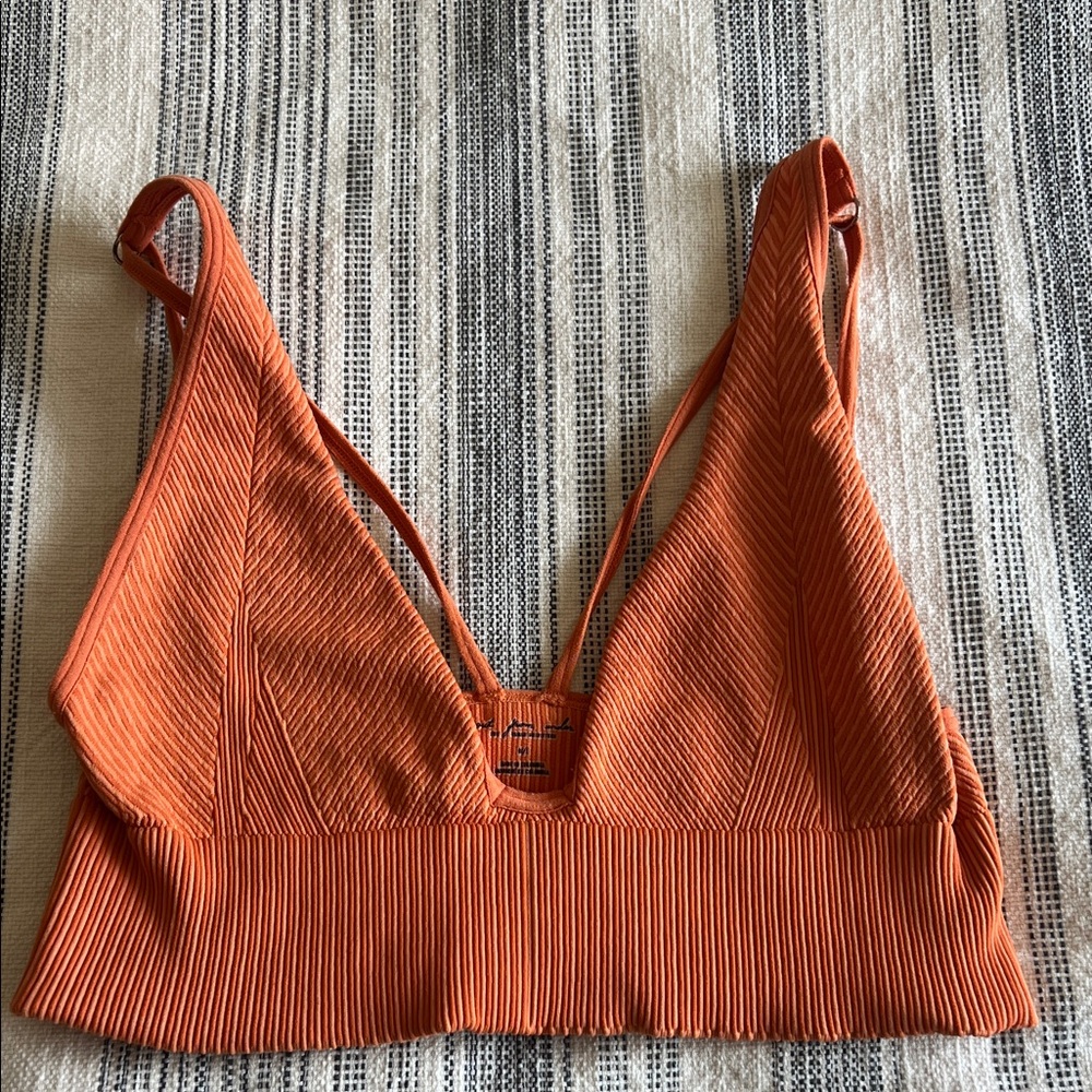 Orange Ribbed bralette/shirt